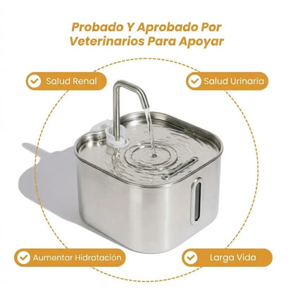 Fuente de Agua para Gatos Feliwa - 2.2L Acero Inoxidable
