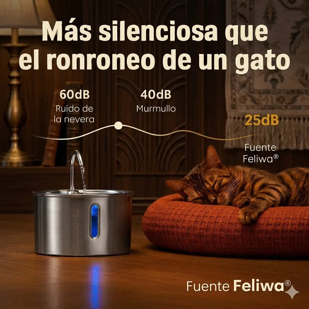 Fuente de Agua para Gatos Feliwa - 2.2L Acero Inoxidable
