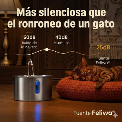 Fuente de Agua para Gatos Feliwa - 2.2L Acero Inoxidable