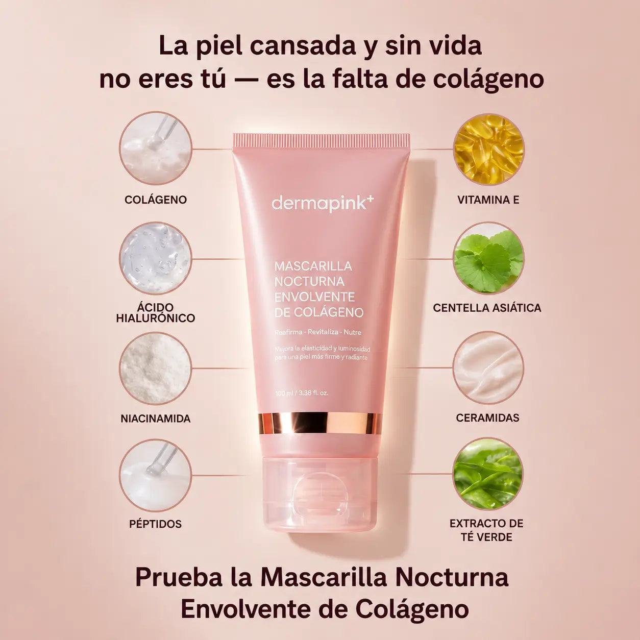 Mascarilla Nocturna Envolvente de Colágeno | dermapink+