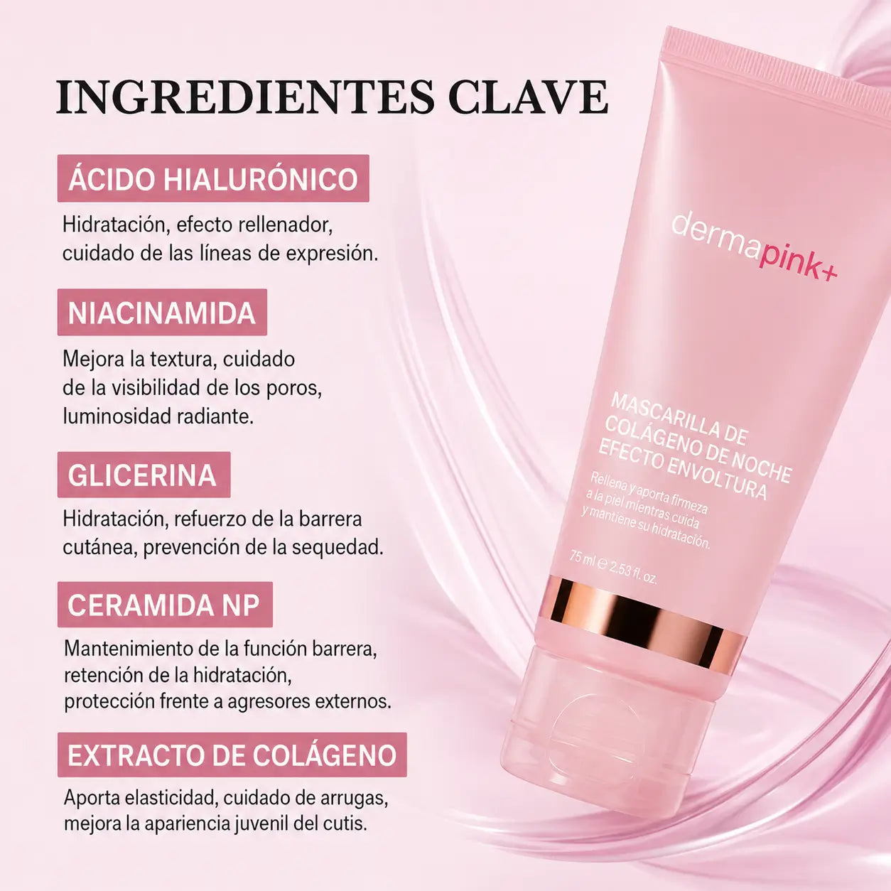 Mascarilla Nocturna Envolvente de Colágeno | dermapink+