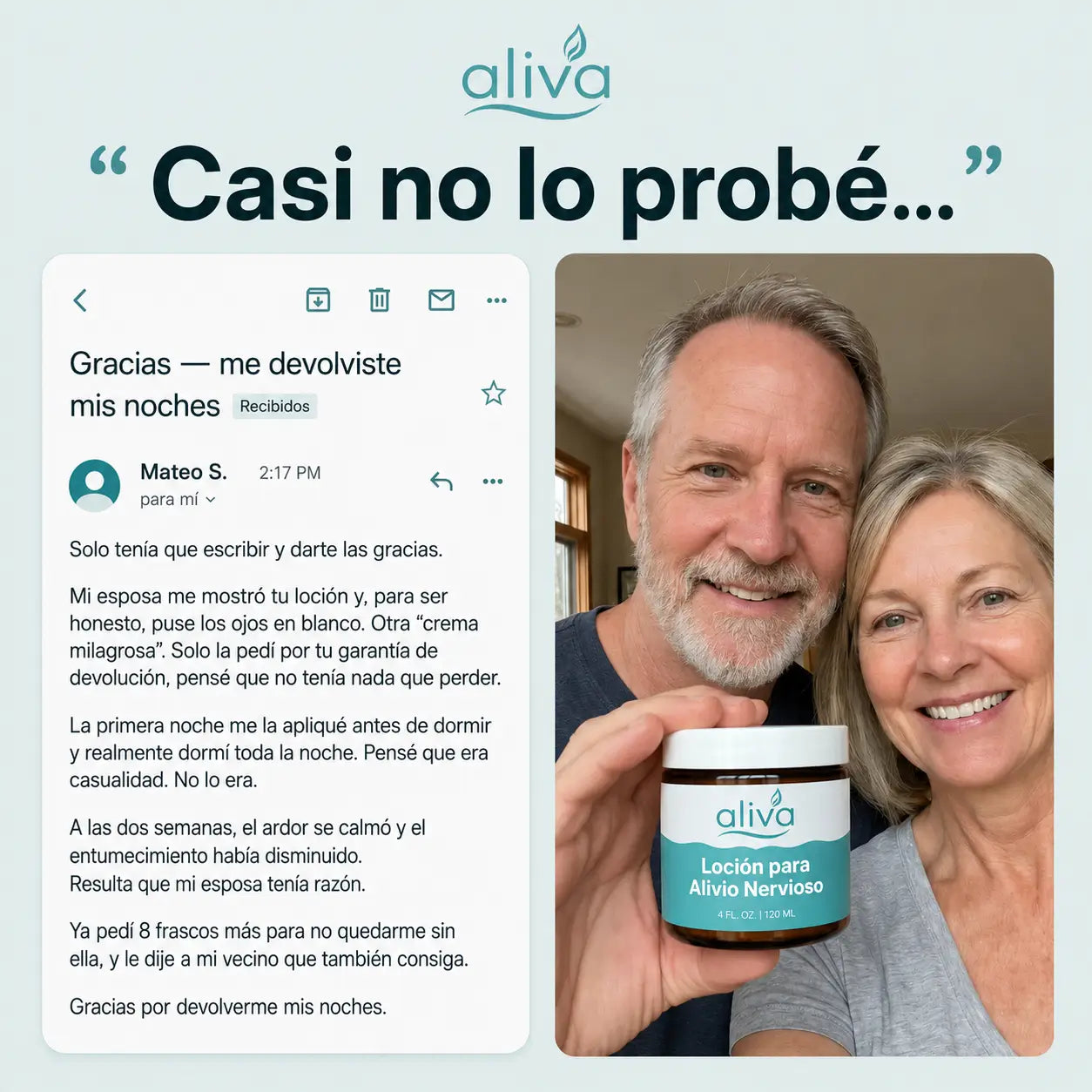 Loción de Alivio Nervioso — Calma el Ardor y el Hormigueo, Dura Toda la Noche