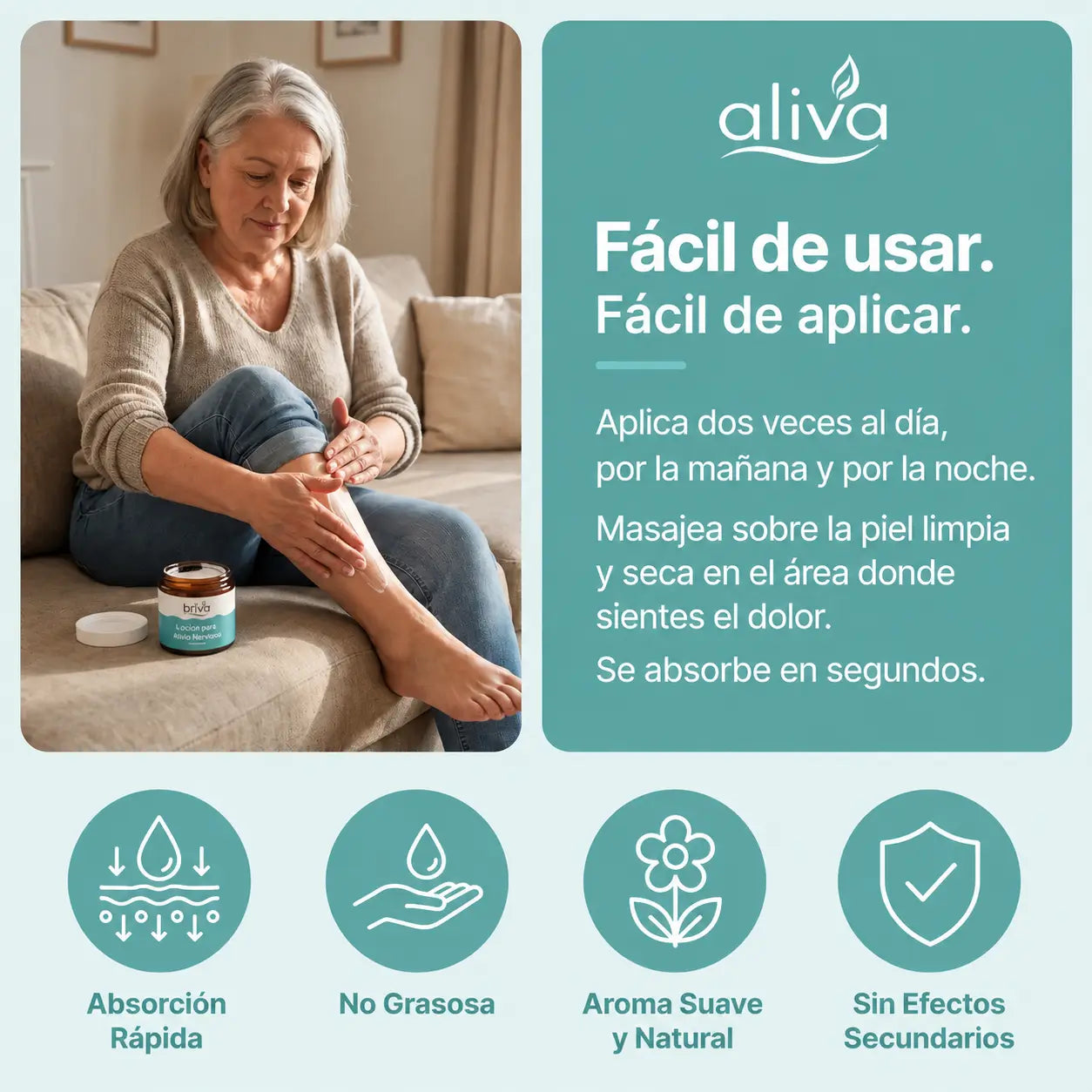 Loción de Alivio Nervioso — Calma el Ardor y el Hormigueo, Dura Toda la Noche