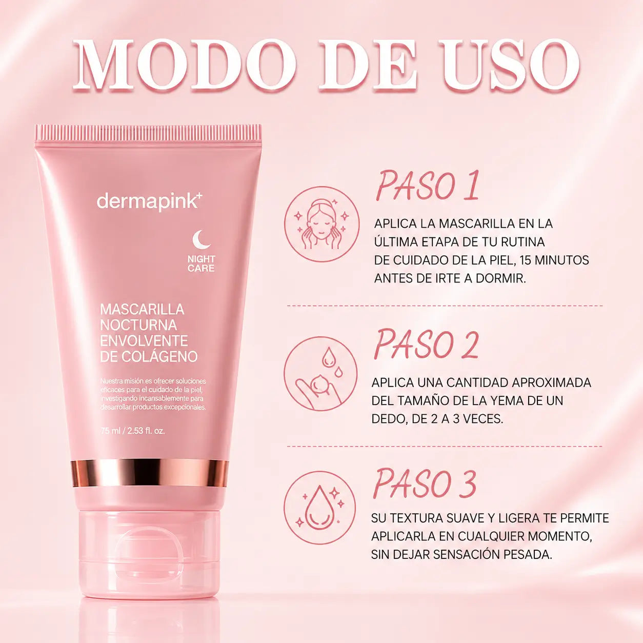 Mascarilla Nocturna Envolvente de Colágeno | dermapink+