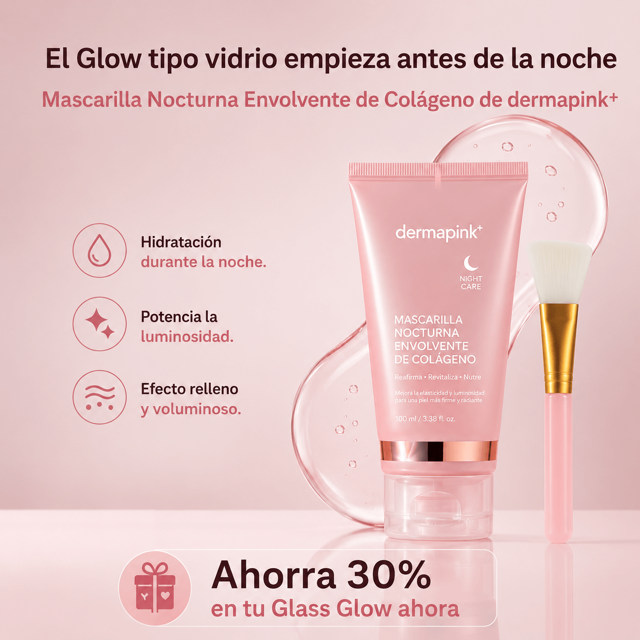 Mascarilla Nocturna Envolvente de Colágeno | dermapink+