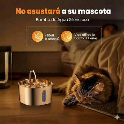 Fuente de Agua para Gatos Feliwa - 2.2L Acero Inoxidable